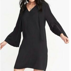 Old Navy Long Sleeve Tie Neck Black Dress Small